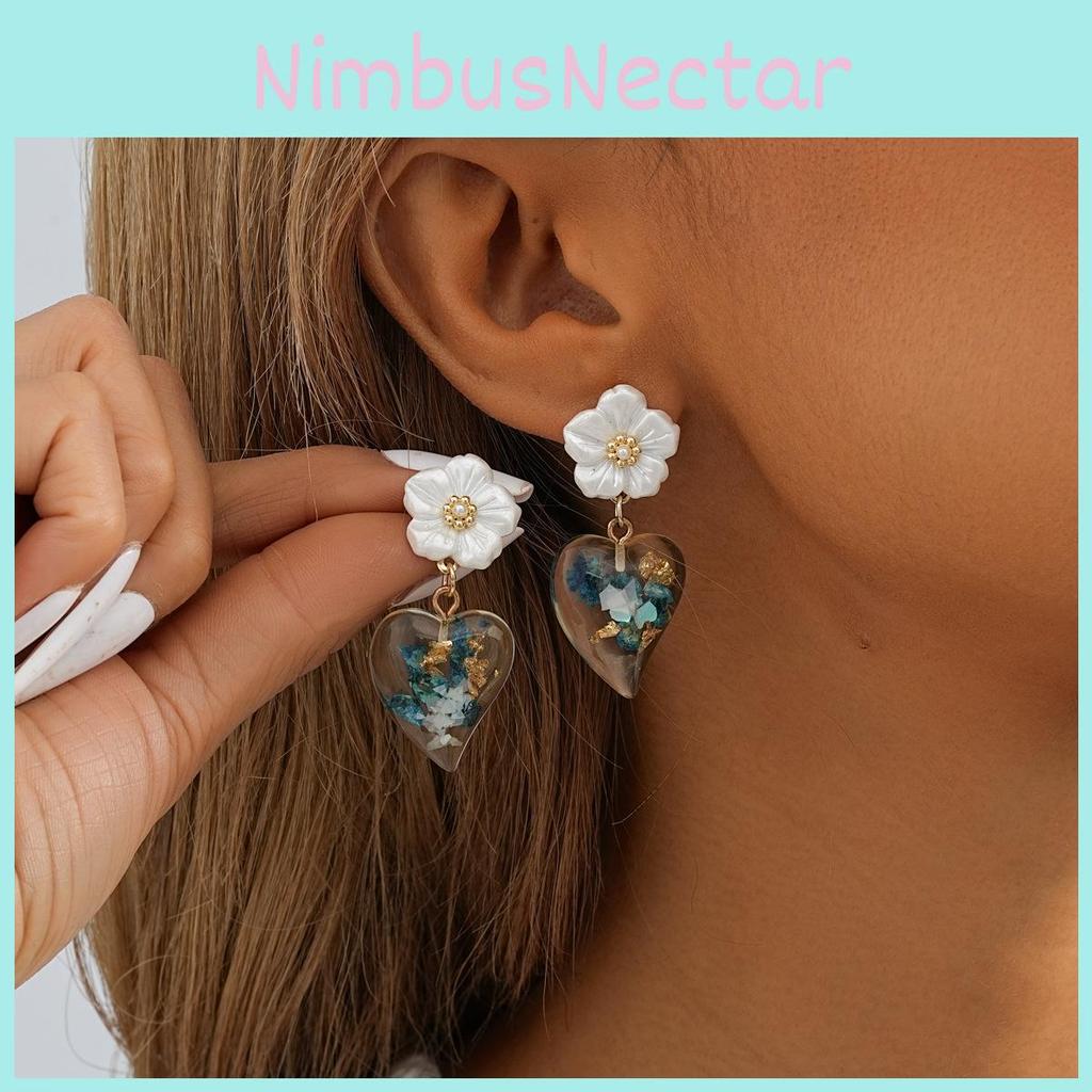 Trendy Geometric Resin Flower Earrings 2023 Heart Shaped Studs For Women