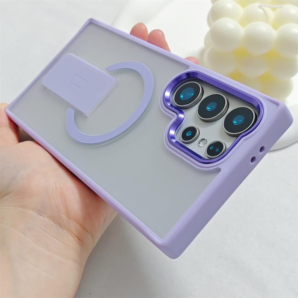Luksusowe Składane Magnetyczne Etui na Telefon Magsafe Dla Samsunga S25 Plus S23 S24 Ultra Platerowana Ramka Obiektywu Matowe Matowe Tylne Etui