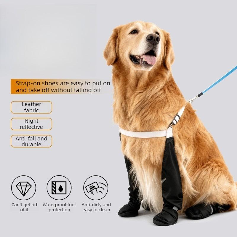 Large Size Dog Boots with Suspenders Waterproof Anti-Slip Adjustable Dog Booties for Small Medium Dogs Outdoor Walking Hiking