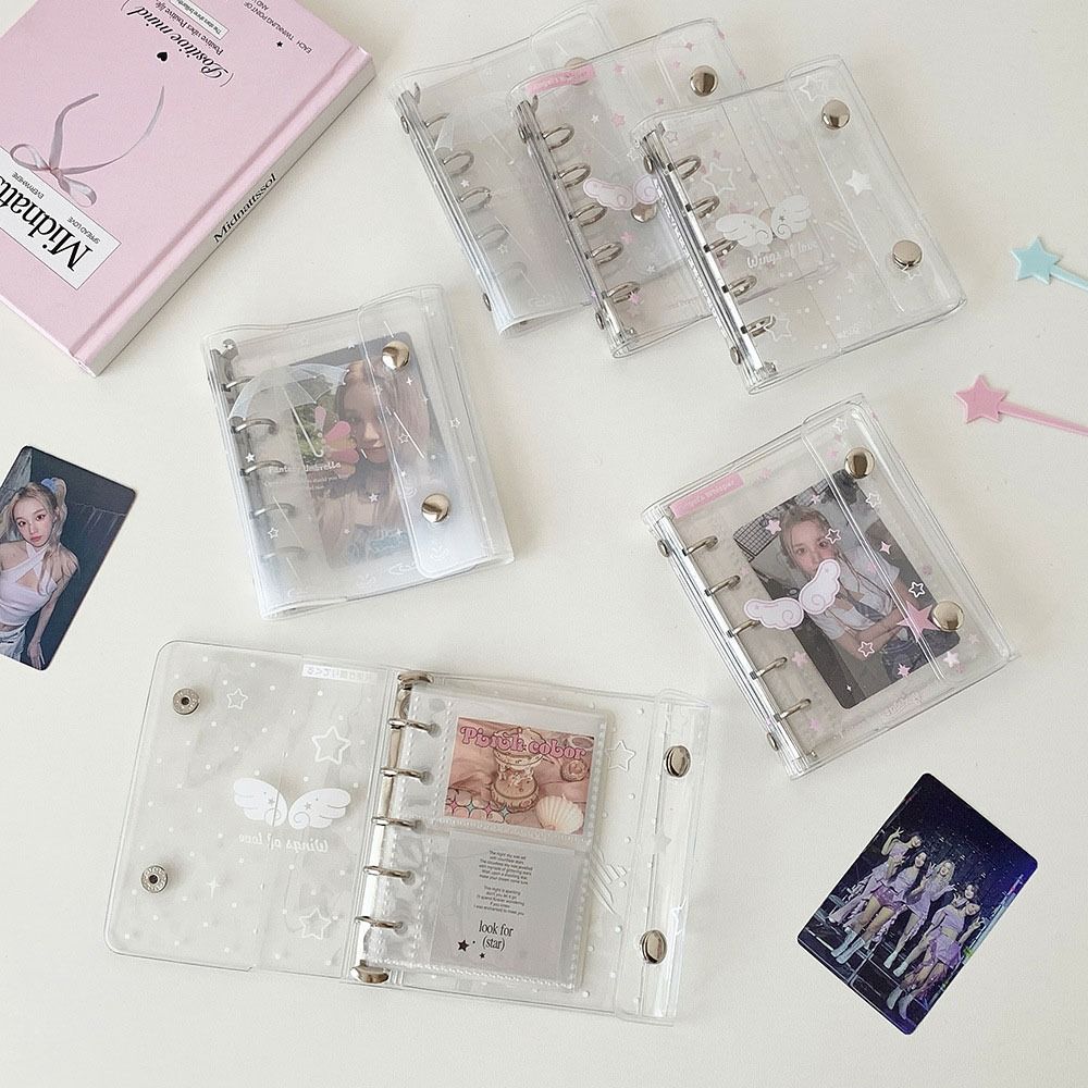 INS Transparent Loose-leaf Cover Angel Wings Patterns 3-inch Storage Photo Album Postcards Collect Book