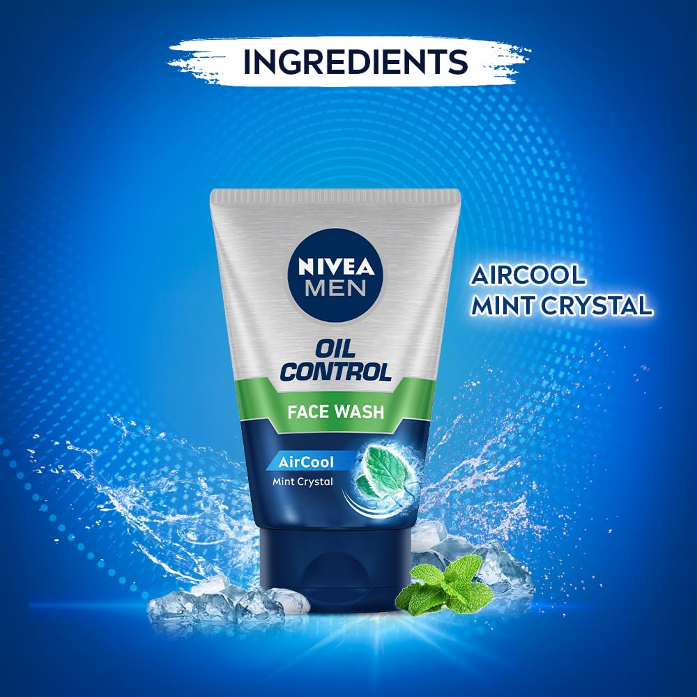 Nivea Men Oil Control Face Wash 100g For Oily Skin With Vitamin C For 12h Shine-Free Clean Radiant Look Summer Skincare Solution