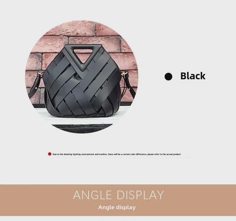 Sac à bandoulière et à bandoulière élégant en cuir tressé triangulaire pour femmes et enfants