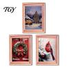 Christmas Refrigerator Magnets 3Pcs Light-up Frame Magnet, Vintage Wooden Picture Frames with Lights Fridge Glowing Magnetic Holder for Cabinet Locker