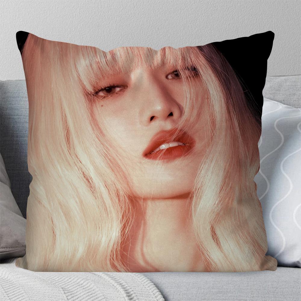 Liz Girlgroup I-ive Kissenbezug Quadratisches Kissen Schlafzimmer Sofa Freizeit Komfort Kissen Auto Wohnzimmer Heimdekoration 40X40