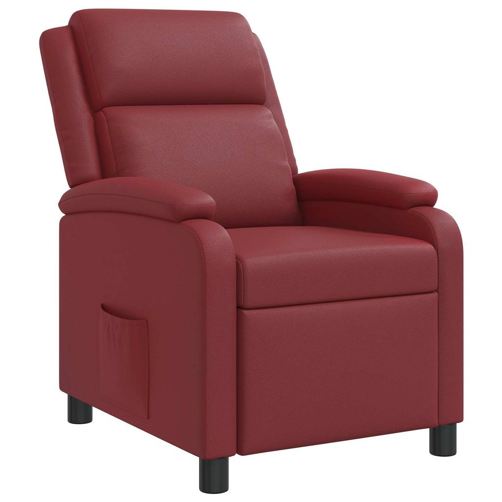 Recliner Chair Wine Red Faux Leather