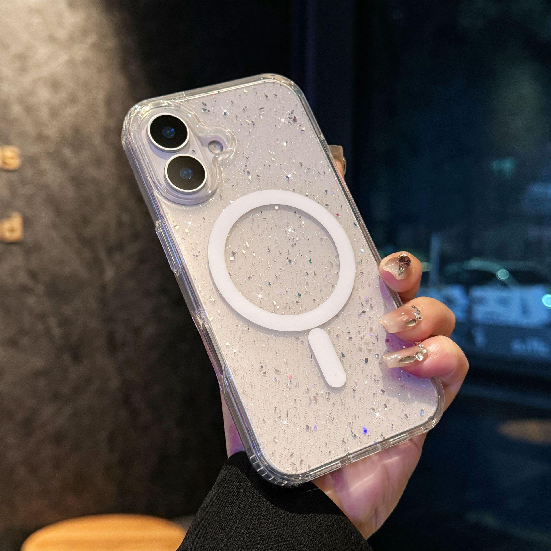 

Laser Glitter Glitter for Apple 16E Phone Case for IPhone 15 Promax Magnet for Samsung S25u For Samsung Galaxy S25 edge