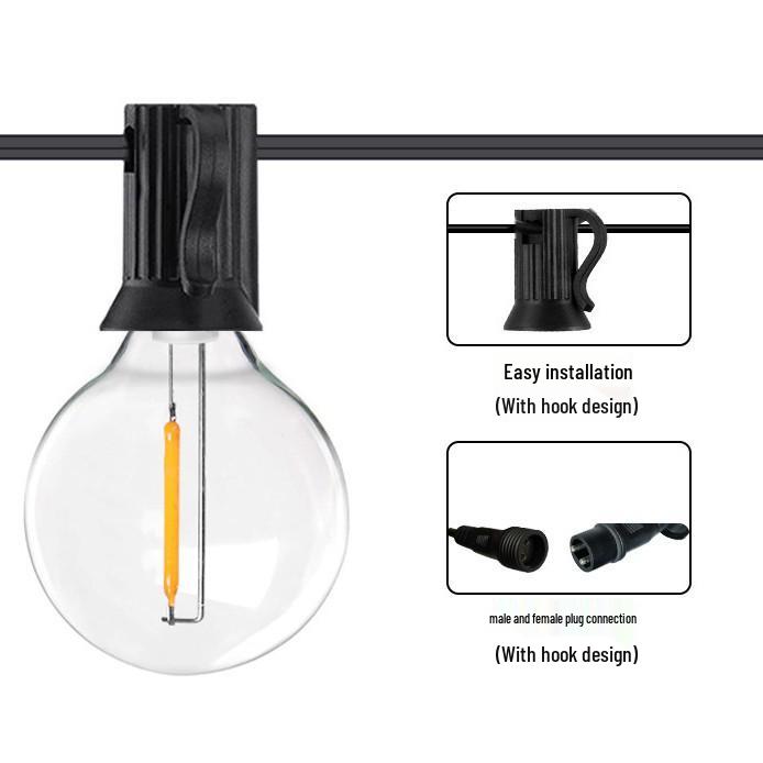 Waterproof G40 Solar Garden String Lights for Outdoor Decoration and Camping