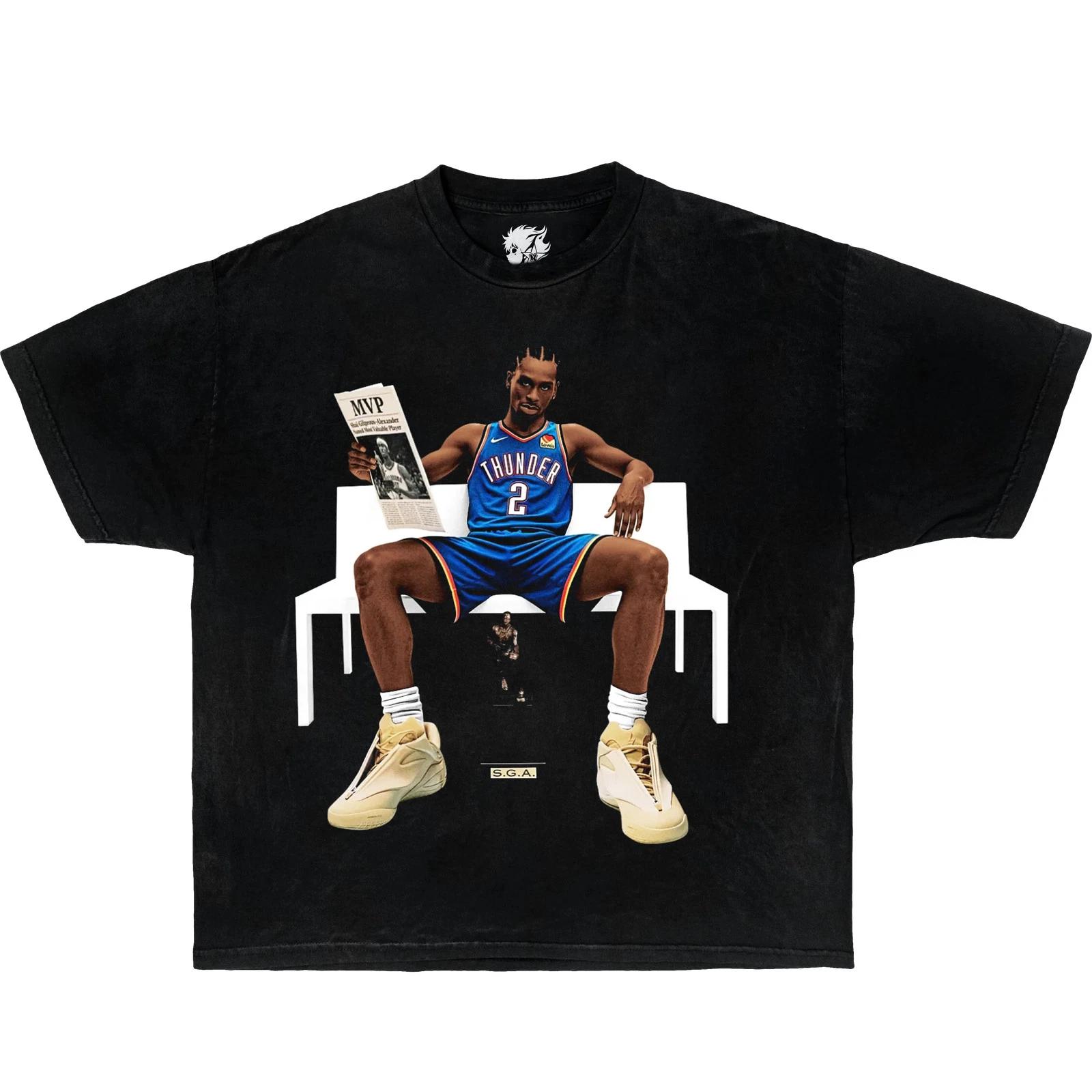 Shai Gilgeous-Alexander Boxy Vintage Shirt Graphic Basketball Tees Streetwear 4XL
