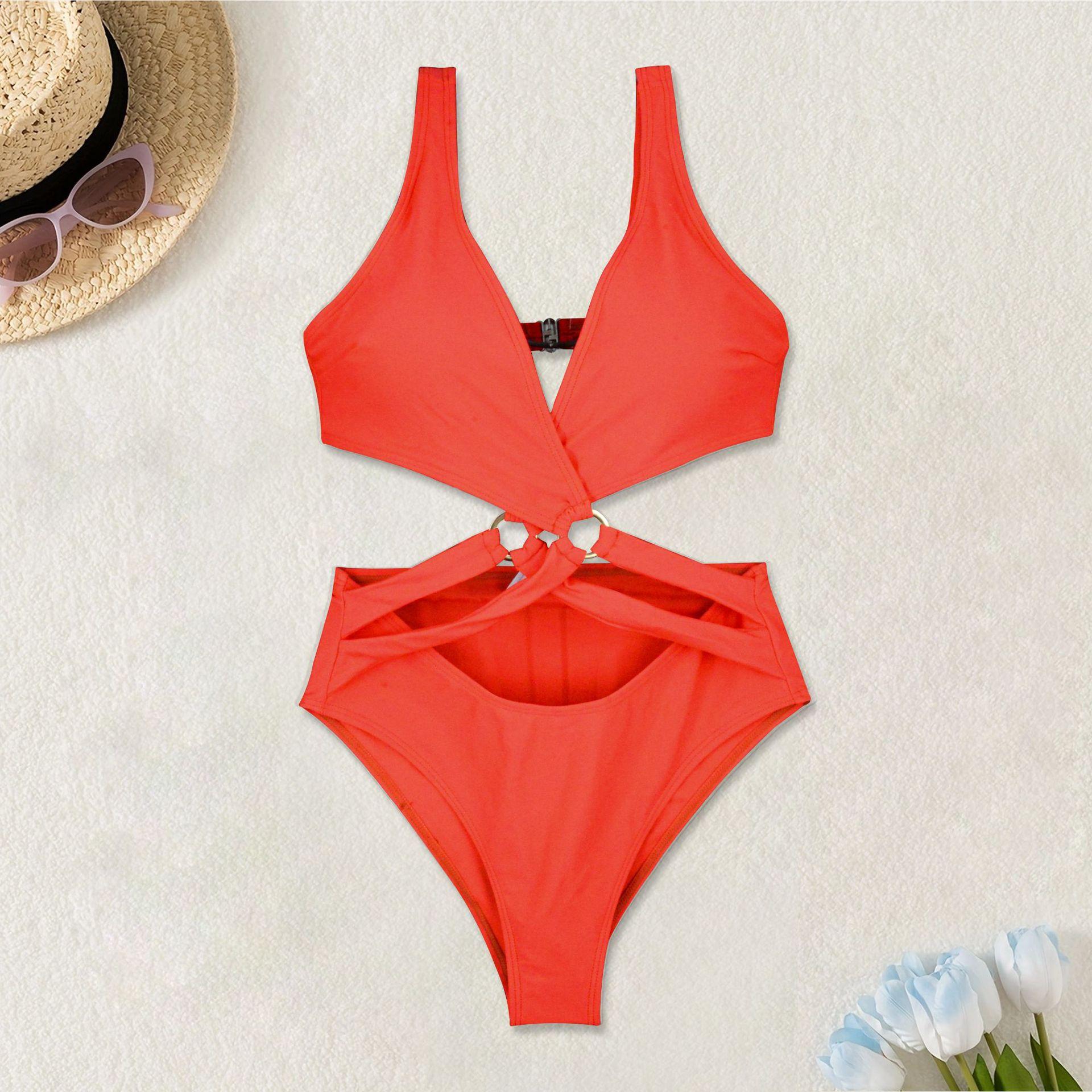 

Новое сексуальное однотонное бикини XL красный