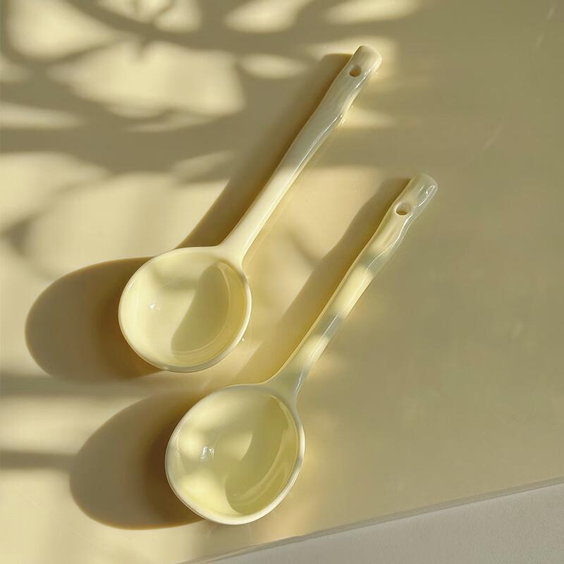 Zhaoran Creamy Ceramic Instant Noodle Bowl Set with Lid and Spoons