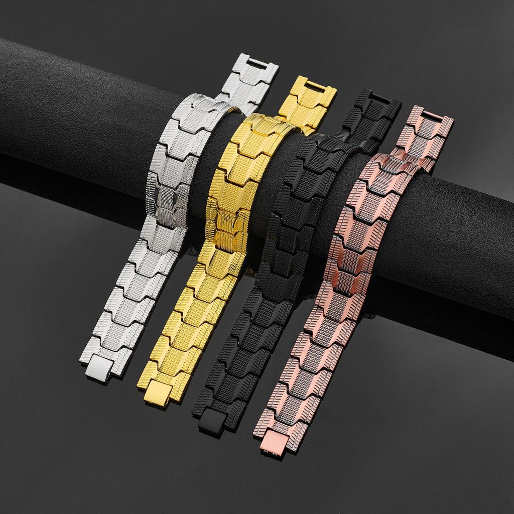 Cross Border Square Wide Version Magnetic Bracelet Men's Zinc Alloy Electroplating Suction Handmade Jewelry