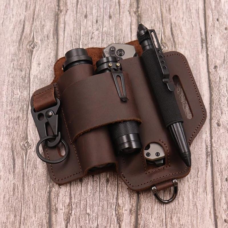 EDC Taktisches Werkzeug Hüfttasche Leder Multifunktional Outdoor Camping Survival Aufbewahrung Gürteltasche Wandern Notfallwerkzeugtasche