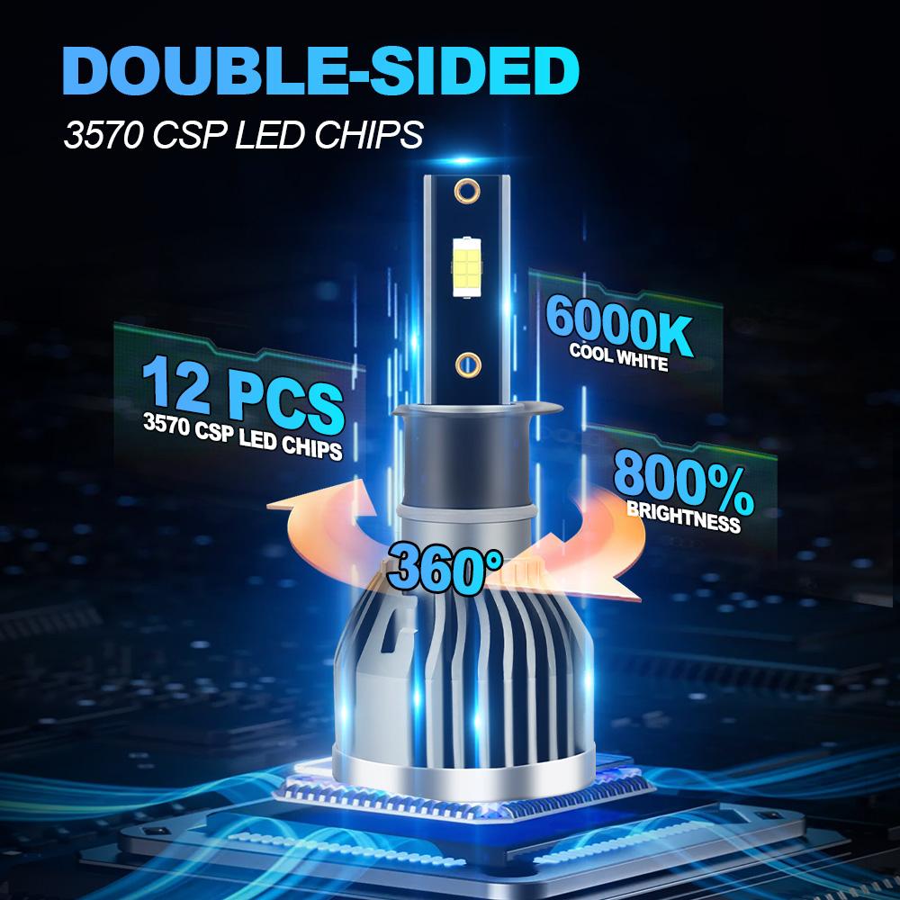 Cooling System 30000LM  H3 Car LED Headlight Bult in Driver High Quality 3570 CSP Chips LED Bulbs