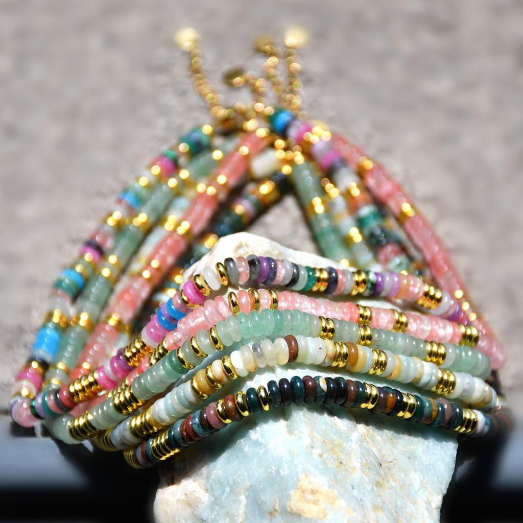 Colorful Natural Stone Beaded Necklace Bohemian Women's Fashionable Sweet And Personalized Handmade Zircon Festvial Party Gift