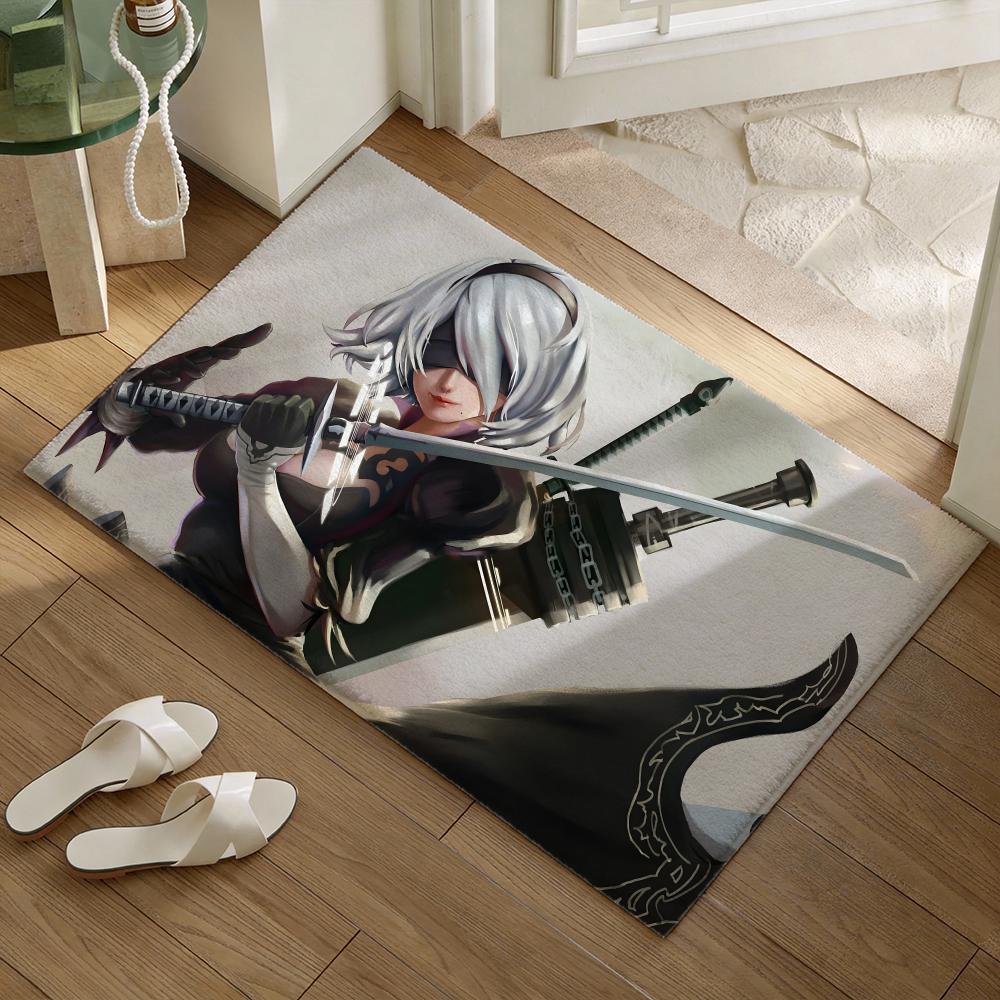 N-NieR A-Automata 2 Коврик для пола Мягкий фланелевый Нескользящий коврик для двери - Утолщенный ковер для гостиной Домашний декор 40x60cm