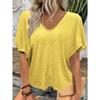 Dámské jednobarevné tričko s výstřihem do V Ležérní volné tričko plus velikosti s krátkým rukávem