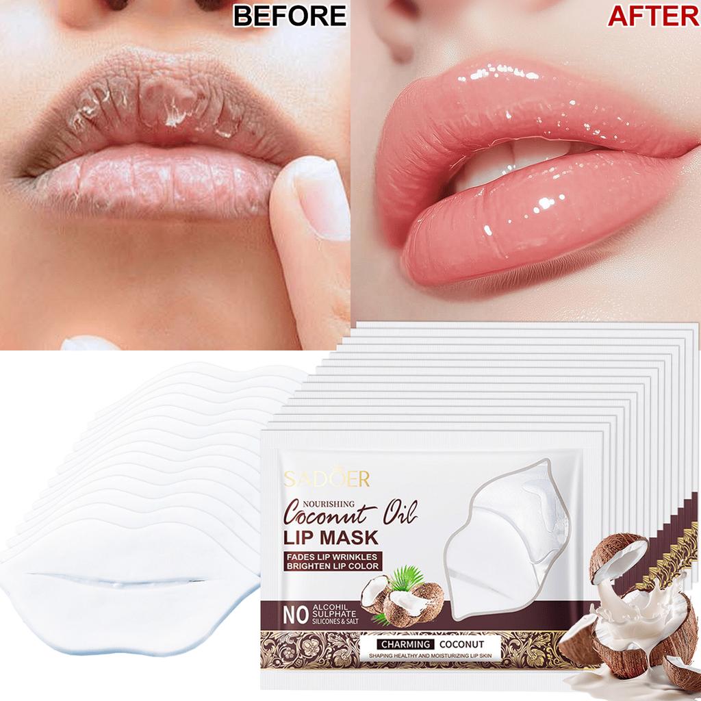 1-10 Pieces Of Coconut Oil Lip Mask, Containing Collagen, Moisturizing And Preventing Dryness And Cr
