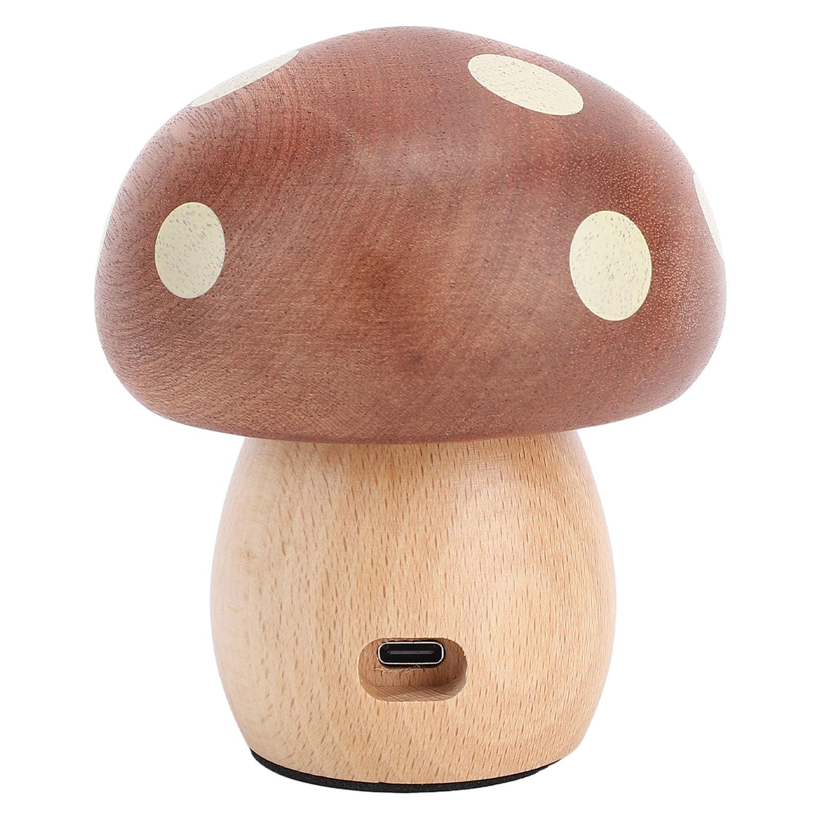 

Светодиодная настольная лампа в форме гриба, деревянная, теплый свет, бесступенчатая регулировка яркости, перезаряжаемая прикроватная лампа для спальни, домашнего декора