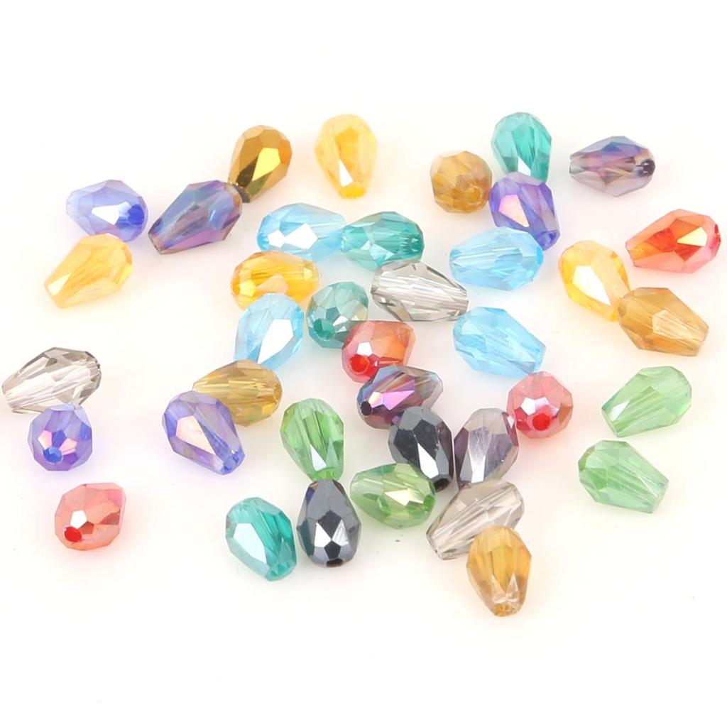 5 * 7mm Straight Hole Cut Glass Water Droplet Beads, DIY Bead Accessories, Homemade Jewelry, Crystal Loose Beads