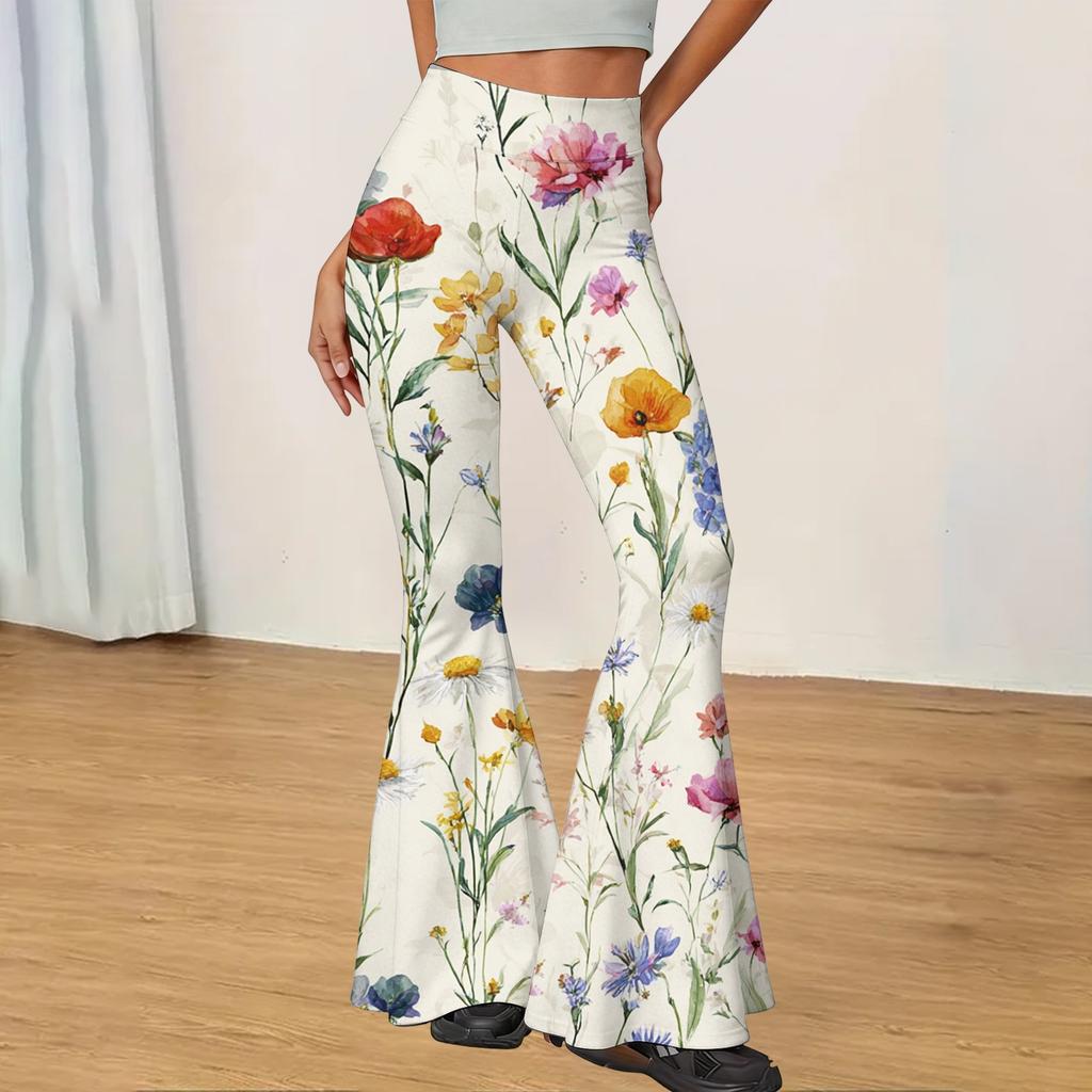 Women's High Waist Flared Casual Pants Slim Fit Stretch Yoga Trousers Fashionable Comfortable Soft Fabric Suitable for Daily Wear