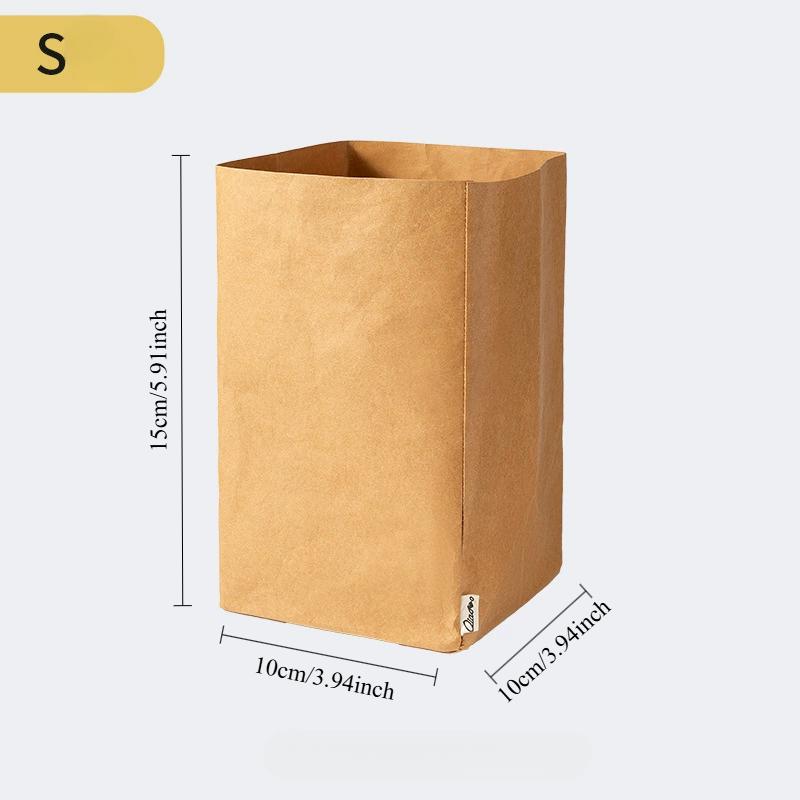 

Washable Kraft Paper Storage Bag Beige Collapsible Organizer for Makeup Brushes Cosmetics Kitchen Bathroom Home Organization