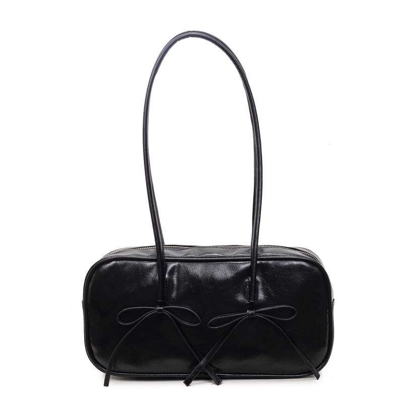 

PU Solid Color Bow Zipper Satchels 2026 High Quality Temperament Bags Exquisite Designer Recommendatis Fashi Shoulder Bags чёрный