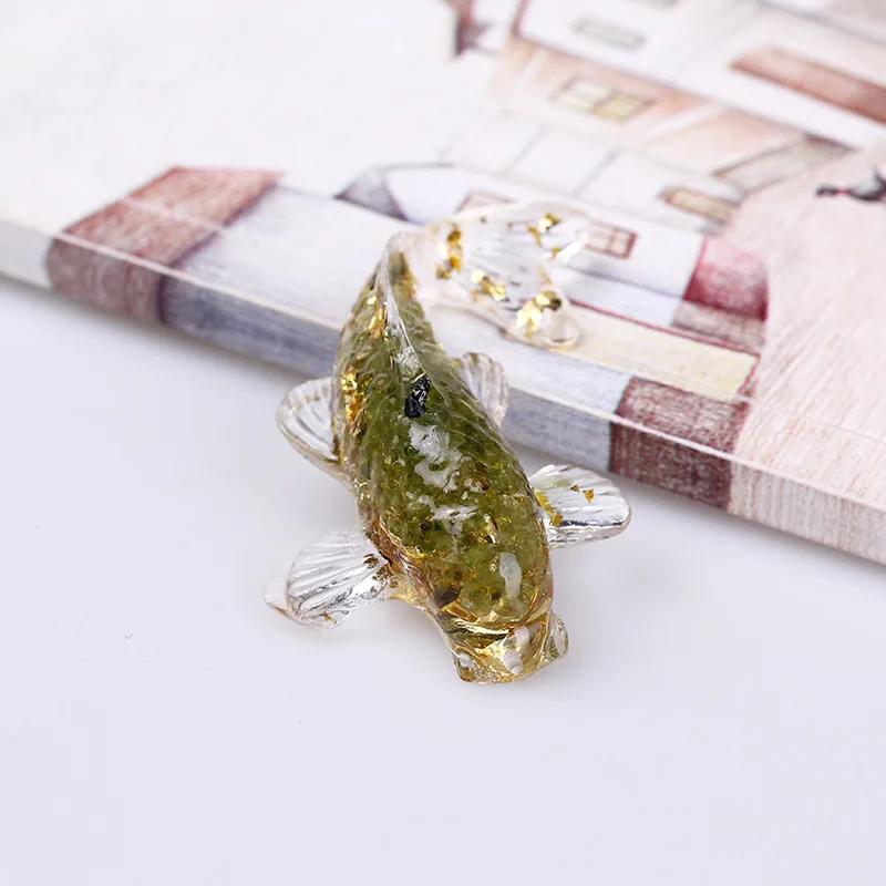 Beautiful Lucky Koi Fish Figurines Artificial Transparent Epoxy Resin Crystal Mini Fishes Desk Decoration Gift for Friend