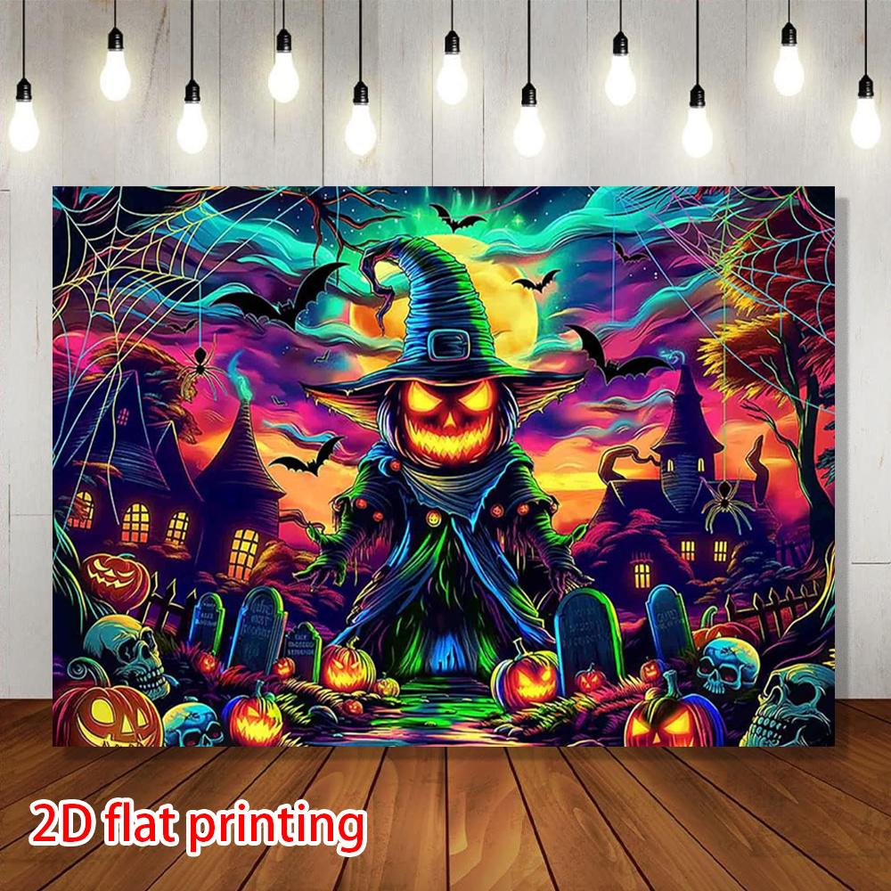 2D flat banner 1 Halloween party background banner scary pumpkin figure evil pumpkin.PMJ