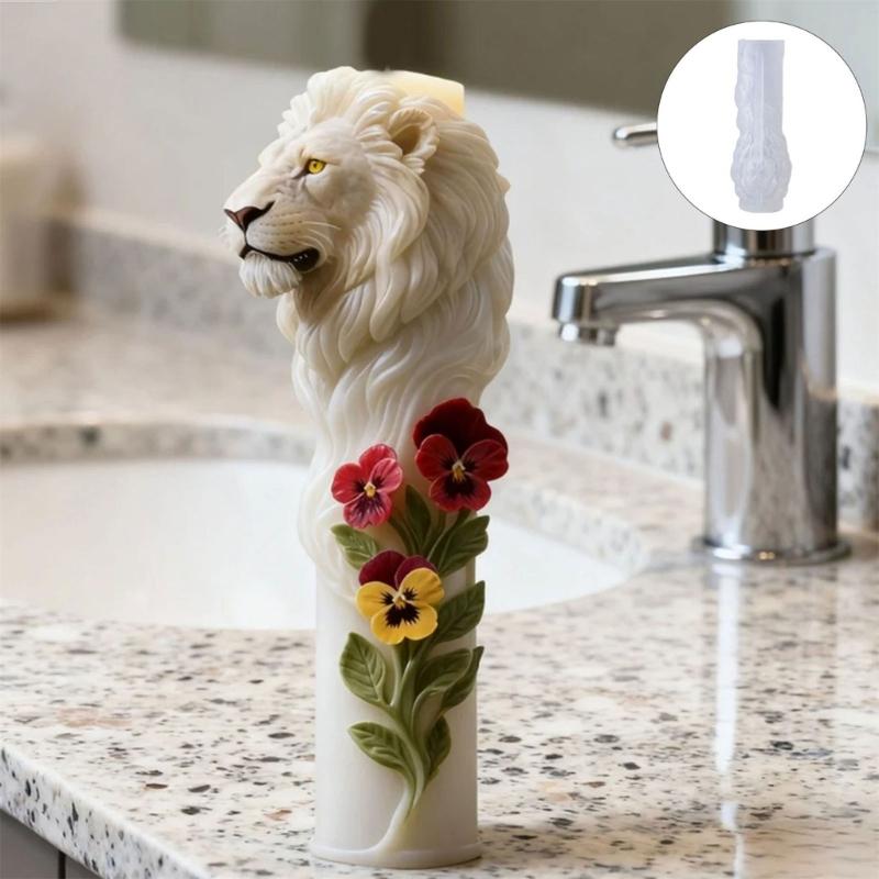 Food Grade Silicone Lions Shaped Candle Making Mold With Artistic Design