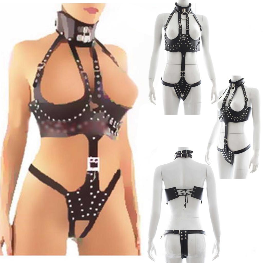 Genuine Leather Open Corset Bustier Body Corsets with Neck Collar Adjustable Waist Strap Sex Toys for Woman Queen's Party Dress
