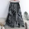 MOJTA Summer Women's Big Swing Skirt Mesh Printing Elastic Mid-length High Waist A-line Skirt