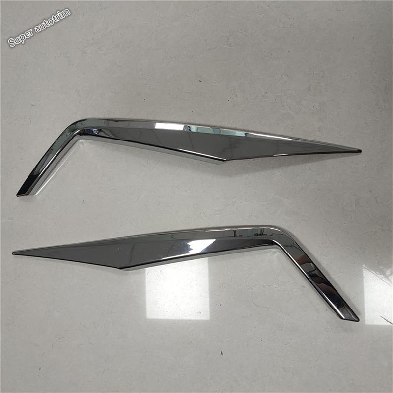 Front Head Lights Lamps Eyelid Eyebrow Strip Decoration Cover Trim For Skoda Kodiaq 2017 -  ABS Chrome Accessories Exterior
