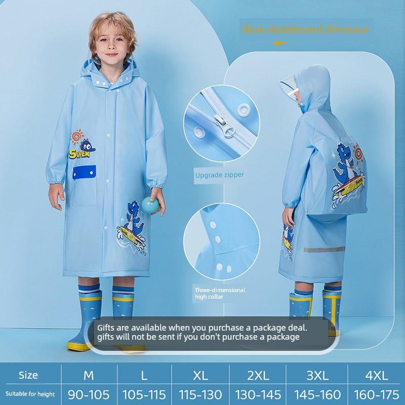 Children's Raincoat for Boys and Girls, Kindergarten and Primary School Students, Full-Body Rain Poncho with Backpack Space, Blue and Pink, Portable