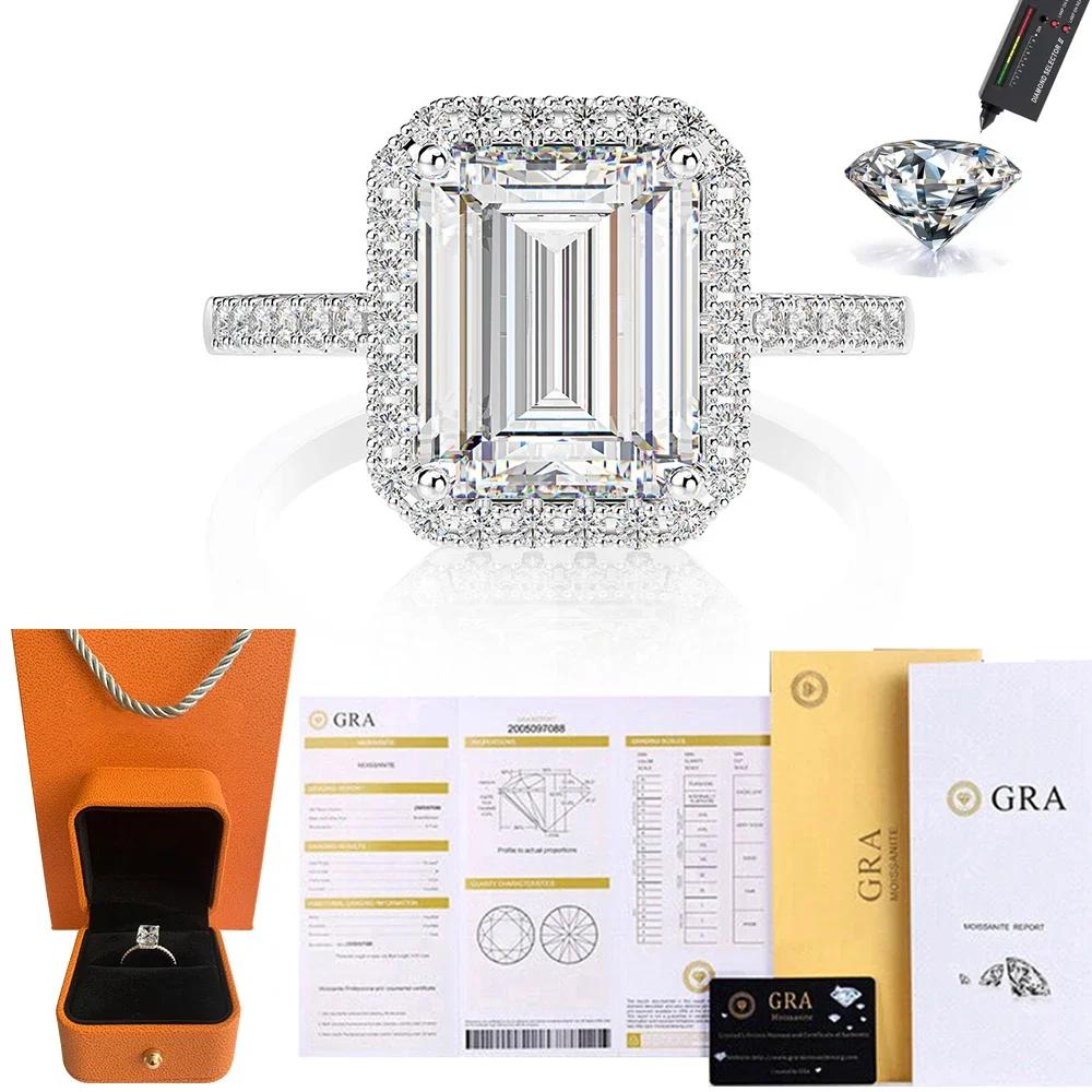 Cbtb Rectangular Moissanite Ring 925 Silver Engagement Quality Goods Jewelry
