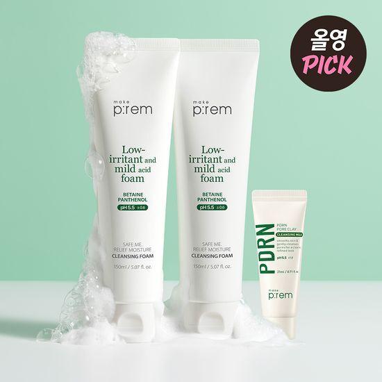 Make P:REM Moisture Cleansing Foam 150ml 1+1 Promotion (+PDRN Cleansing Milk 21ml)