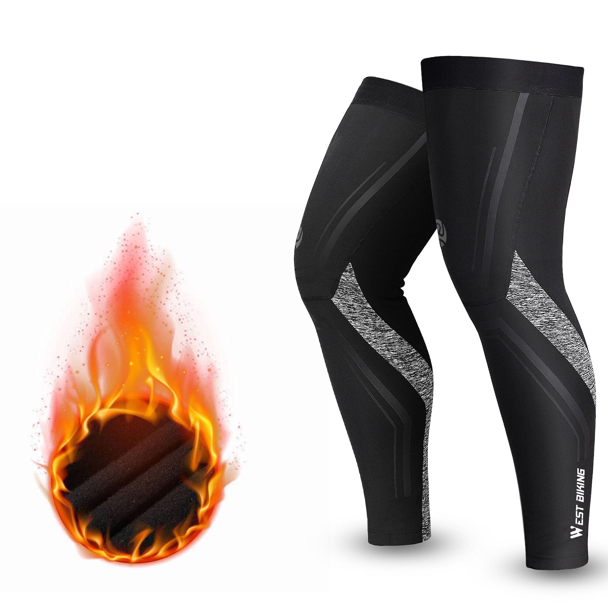 

WEST BIKING Warm Leg Sleeves Running Fitness Sports Gear Autumn Winter Plus Velvet Legwarmers MTB Road Bicycle Thermal Leggings L