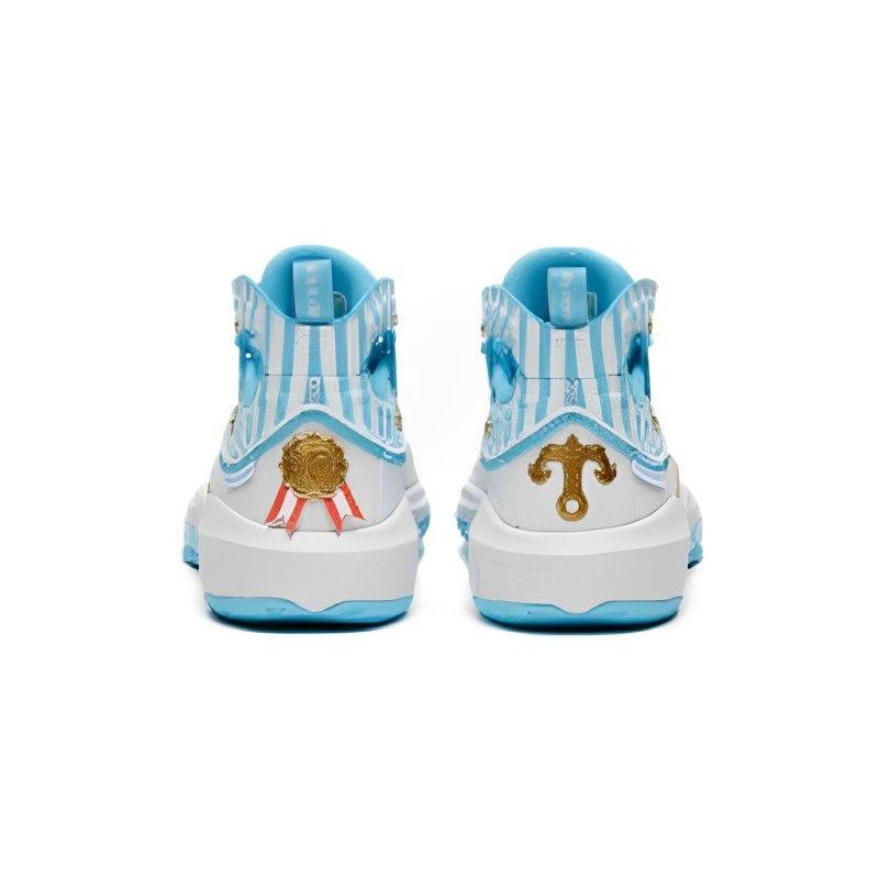 Anta Kids Comfortable Non-Slip Shock Absorbing Mid-Top Basketball Shoes Kids sneaker White Blue Gold 312321130-4