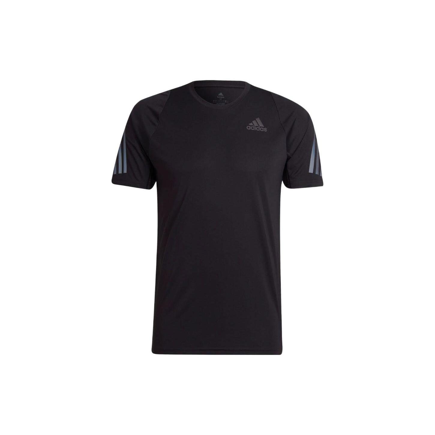 Men s adidas Round Neck Short Sleeve Pullover Solid Color Black T-Shirt HE2474