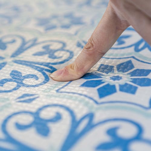 Oka Wipeable Toilet Mat, Approx. 55cm x 60cm, Brown (Wood) (Just Wipe, PVC Vinyl)