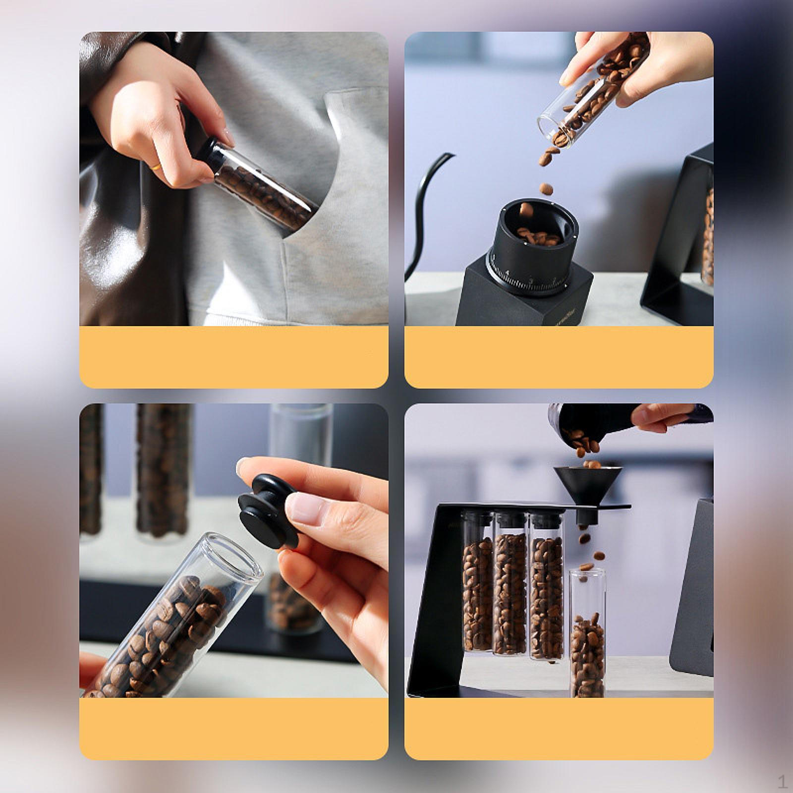 

Набор для хранения кофейных зерен 4 тубы герметичные прозрачные эспрессо погреба стеклянные флаконы для кухни