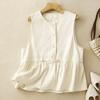 Women S Cotton Ruffled Round Neck Loose Fit Vest Top