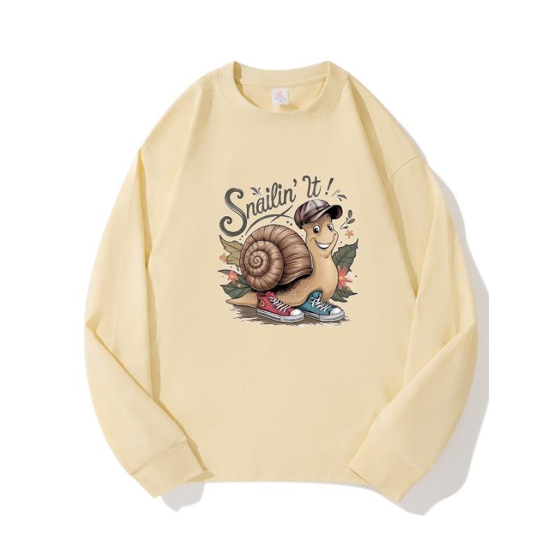 

SnailAutumn Clothing Длинные рукава из чистого хлопка Новые мужские и женские топы, весенний внутренний слой, базовая рубашка, футболка с круглым вырезом и длинными рукавами XXL бежевый
