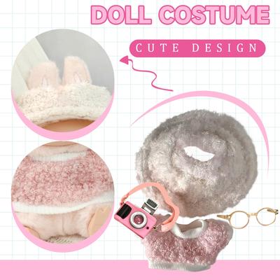 Doll Clothes Set 17cm Doll Accessories Love Heart Top Scarf Hat No Dolls