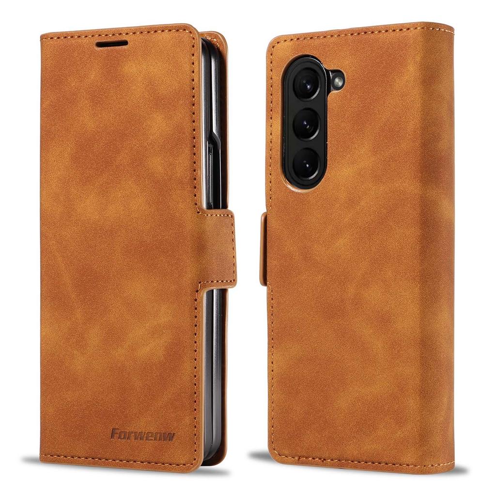 Phone Case for Samsung Galaxy Z Fold 7 6 5 4 3 W22 W23 5G Strong Magnetic Attraction Buckle Card Wallet Stand Leather Soft Cover