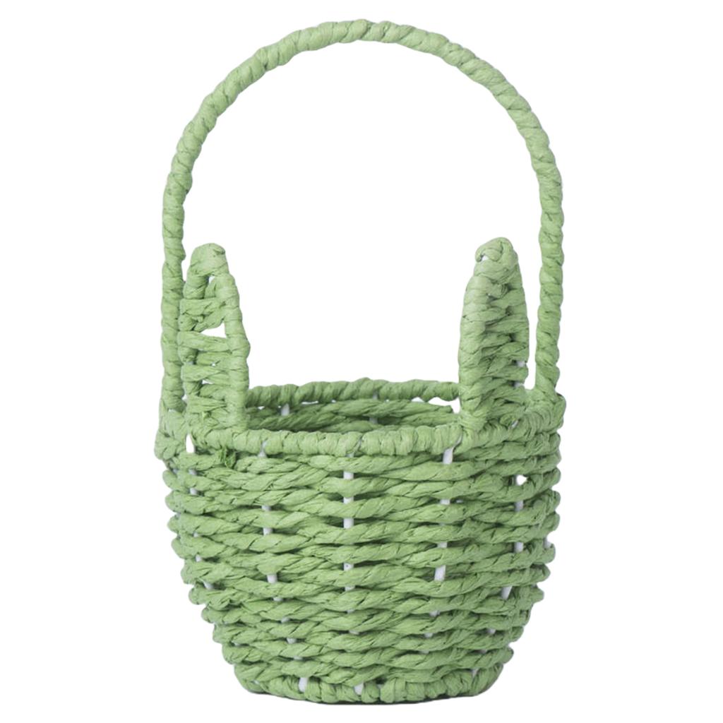 Easter Cute Rabbit Ears Basket Multi-Purpose Creative Storage Bin Cartoon Woven Ear Decorative Basket Sundries Organizer