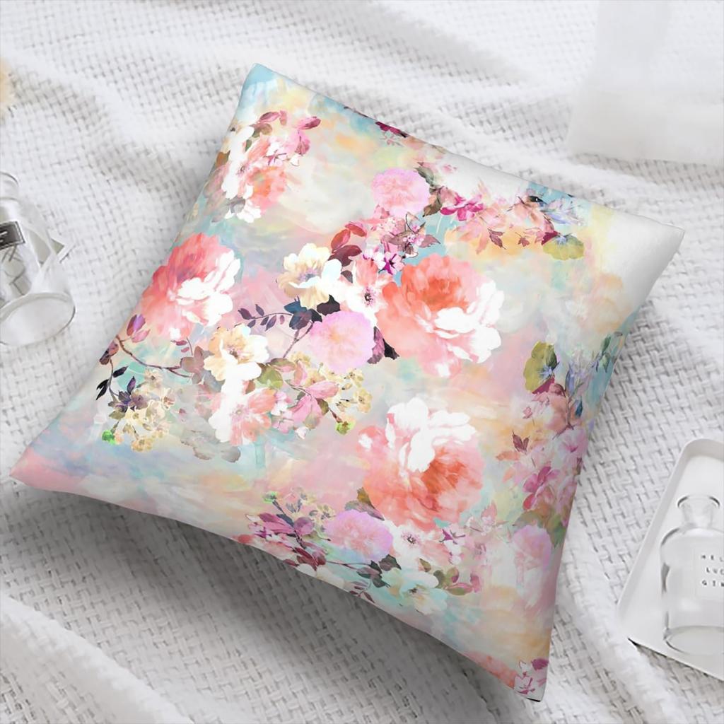 Rose Gold Pink Geometry Print Cushion Covers Flower Pillow Set Linen Pillow Cushion Pillowcase for Living Room Couch Pillow