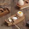 Wood Egg Serving Tray 3-Compartment Wooden Platters with Spoon Dining Egg Tray Holder for Cheese Snacks Desserts Sushi