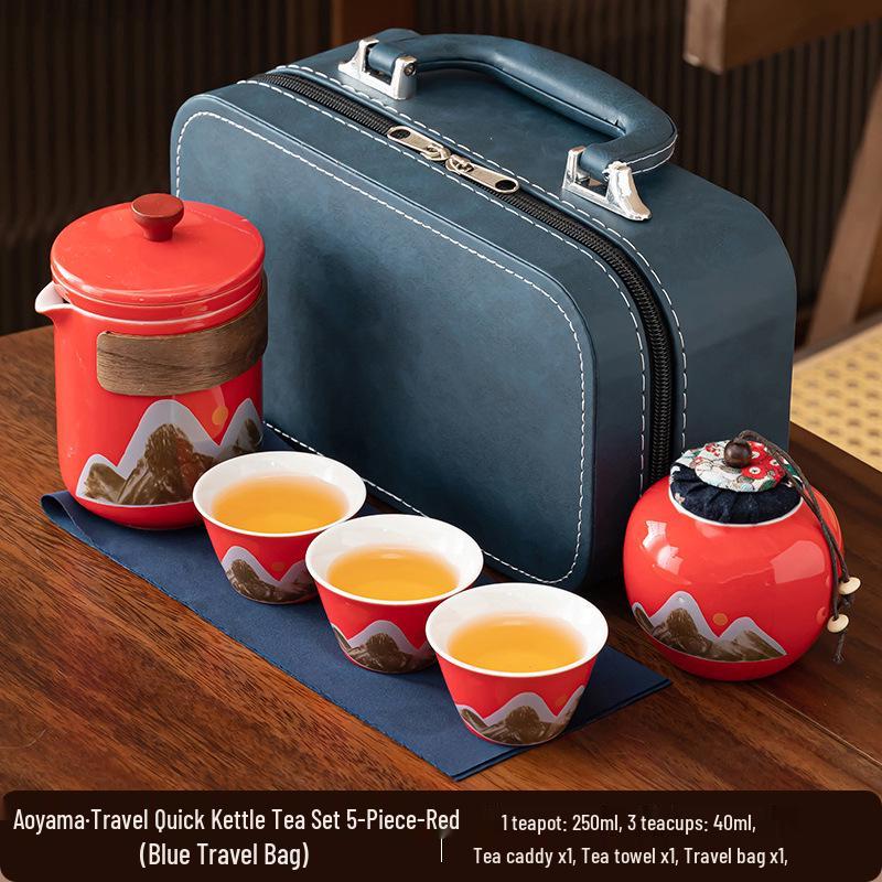 Portable Ceramic Kung Fu Tea Set - Travel Quick Cup for Office or Outdoor Use, Ideal Business Gift