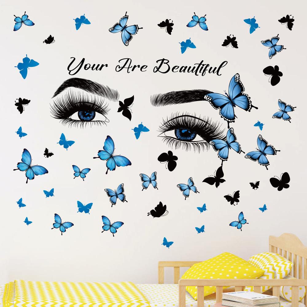 DIY Butterfly Wall Art Decals Waterproof Self-Adhesive PVC Stickers for Lash Beauty Salon Shop Wall Decor