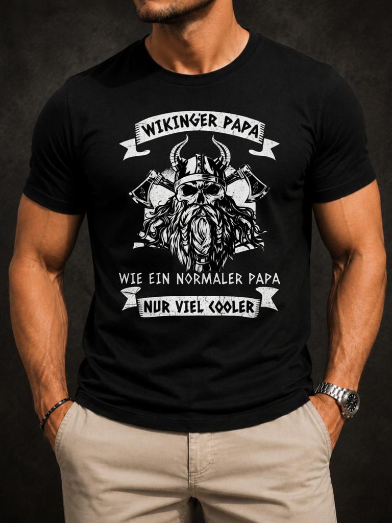 Gerunisex Dad With Bearded Warrior Axes Banners And Wikinger Papa Nur Viel Cooler Text Mes Unisex All Unisex All TShirt